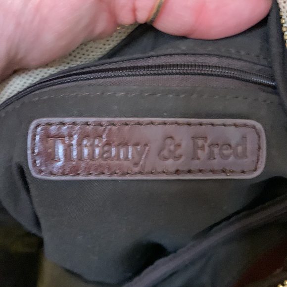 Tiffany and Fred Leopard Print Glittery Gold Purse with Double Straps - Picture 8 of 8